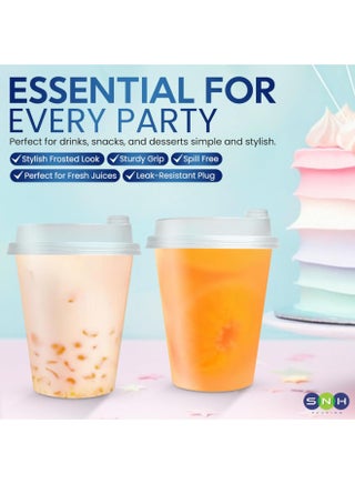 أكواب بلاستيكية شفافة مزخرفة 12 أونصة من SNH Packing - عبوة 25 مع أغطية قابلة للشرب وسدادات - أكواب مشروبات قابلة للاستخدام مرة واحدة وقابلة لإعادة الاستخدام للمشروبات الباردة، القهوة، المشروبات المثلجة، الحفلات، الفعاليات، والاستخدام اليومي - view 5